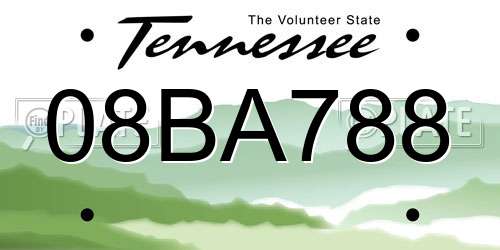 08BA788 Tennessee License Plate