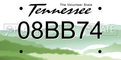 08BB74 Tennessee License Plate