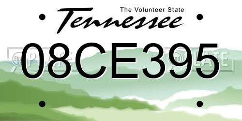 08CE395 Tennessee License Plate