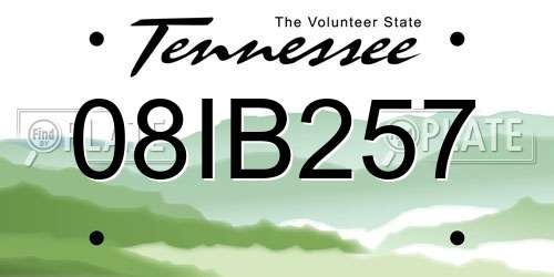 08IB257 Tennessee License Plate