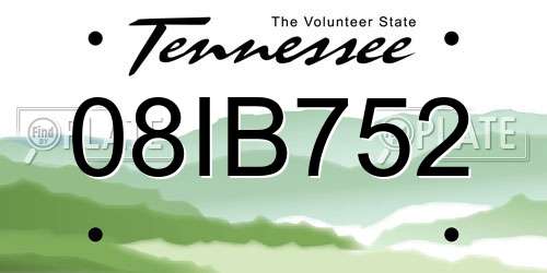 08IB752 Tennessee License Plate