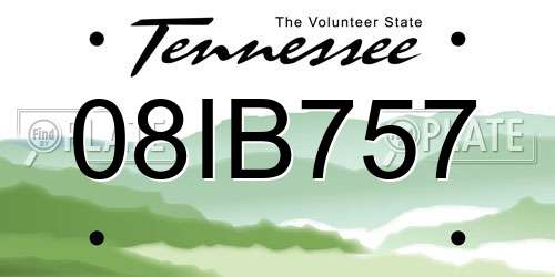 08IB757 Tennessee License Plate