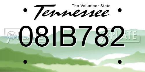 08IB782 Tennessee License Plate