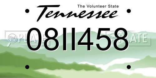 08II458 Tennessee License Plate