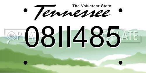 08II485 Tennessee License Plate