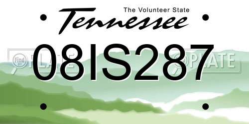 08IS287 Tennessee License Plate