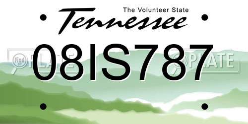 08IS787 Tennessee License Plate