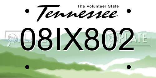 08IX802 Tennessee License Plate