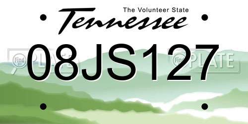08JS127 Tennessee License Plate