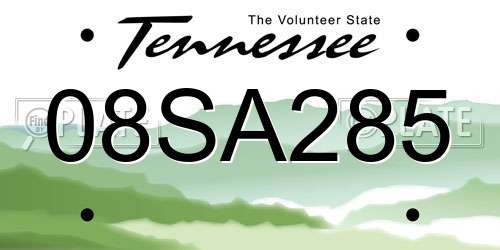 08SA285 Tennessee License Plate
