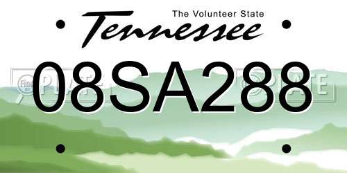 08SA288 Tennessee License Plate