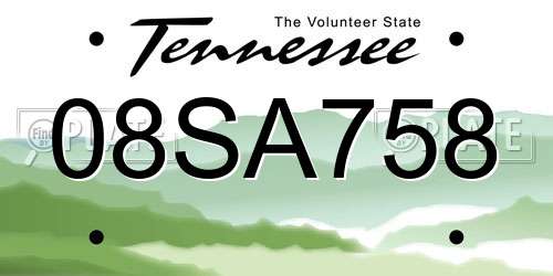 08SA758 Tennessee License Plate