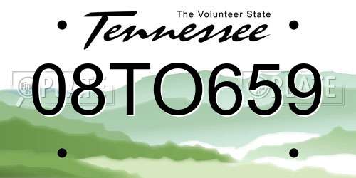 08TO659 Tennessee License Plate