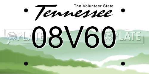 08V60 Tennessee License Plate
