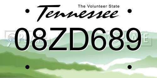 08ZD689 Tennessee License Plate