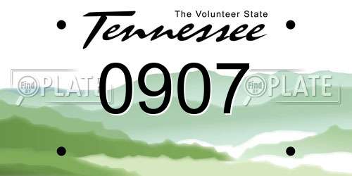 0907 Tennessee License Plate