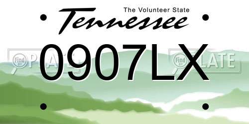 0907LX Tennessee License Plate