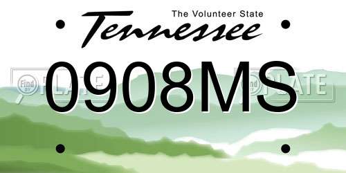 0908MS Tennessee License Plate
