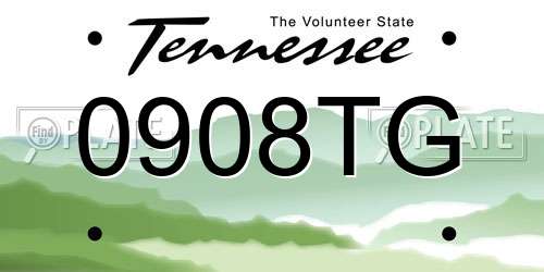 0908TG Tennessee License Plate