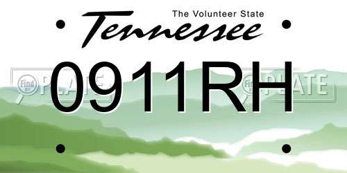 0911RH Tennessee License Plate