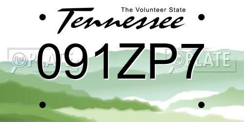 091ZP7 Tennessee License Plate