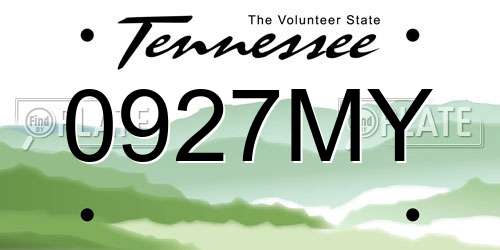 0927MY Tennessee License Plate