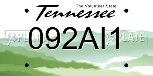 092AI1 Tennessee License Plate