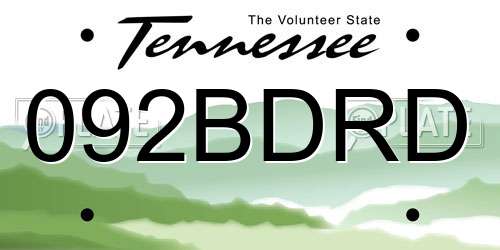 092BDRD Tennessee License Plate