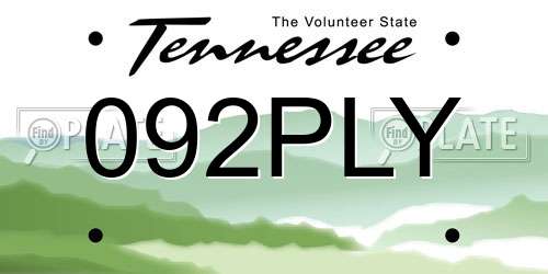 092PLY Tennessee License Plate