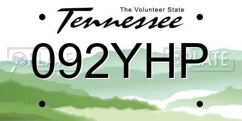 092YHP Tennessee License Plate