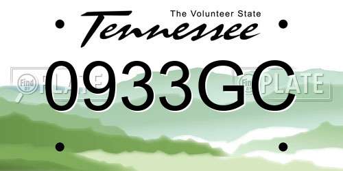 0933GC Tennessee License Plate
