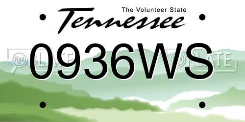 0936WS Tennessee License Plate