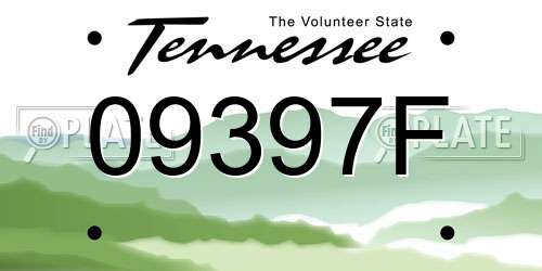 09397F Tennessee License Plate