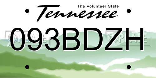 093BDZH Tennessee License Plate