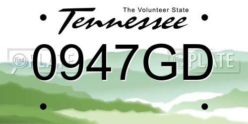 0947GD Tennessee License Plate