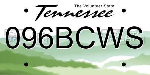 096BCWS Tennessee License Plate