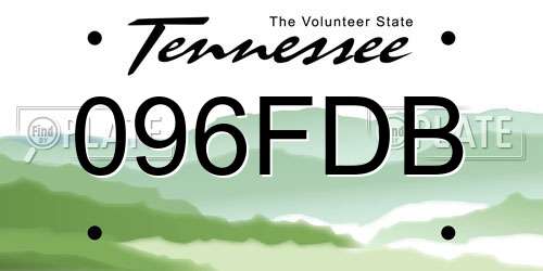 096FDB Tennessee License Plate