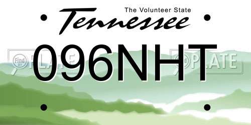 096NHT Tennessee License Plate