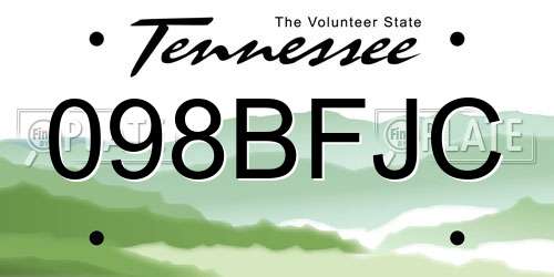 098BFJC Tennessee License Plate