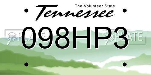 098HP3 Tennessee License Plate