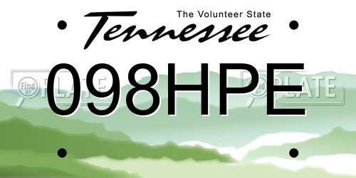 098HPE Tennessee License Plate