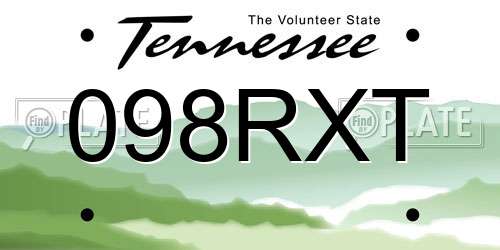 098RXT Tennessee License Plate