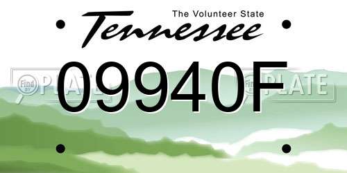 09940F Tennessee License Plate