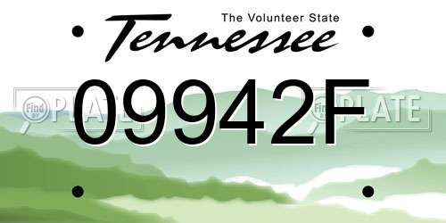 09942F Tennessee License Plate
