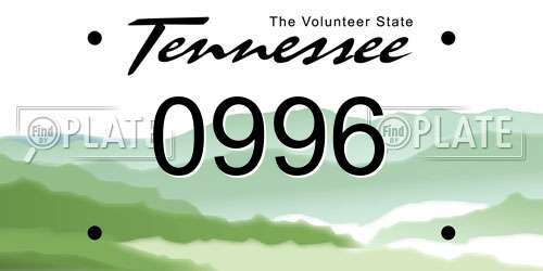 0996 Tennessee License Plate