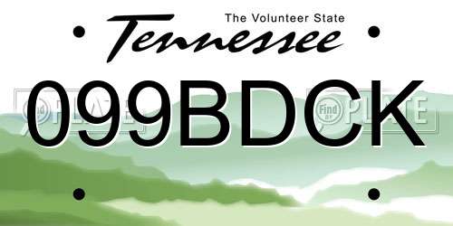 099BDCK Tennessee License Plate