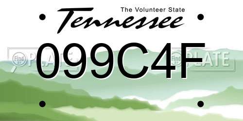 099C4F Tennessee License Plate