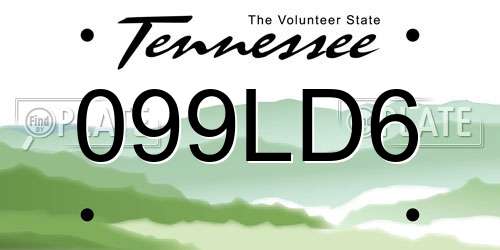 099LD6 Tennessee License Plate