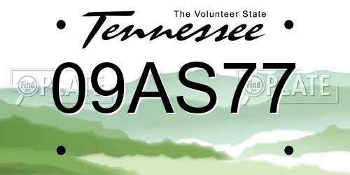 09AS77 Tennessee License Plate