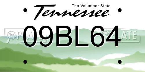 09BL64 Tennessee License Plate